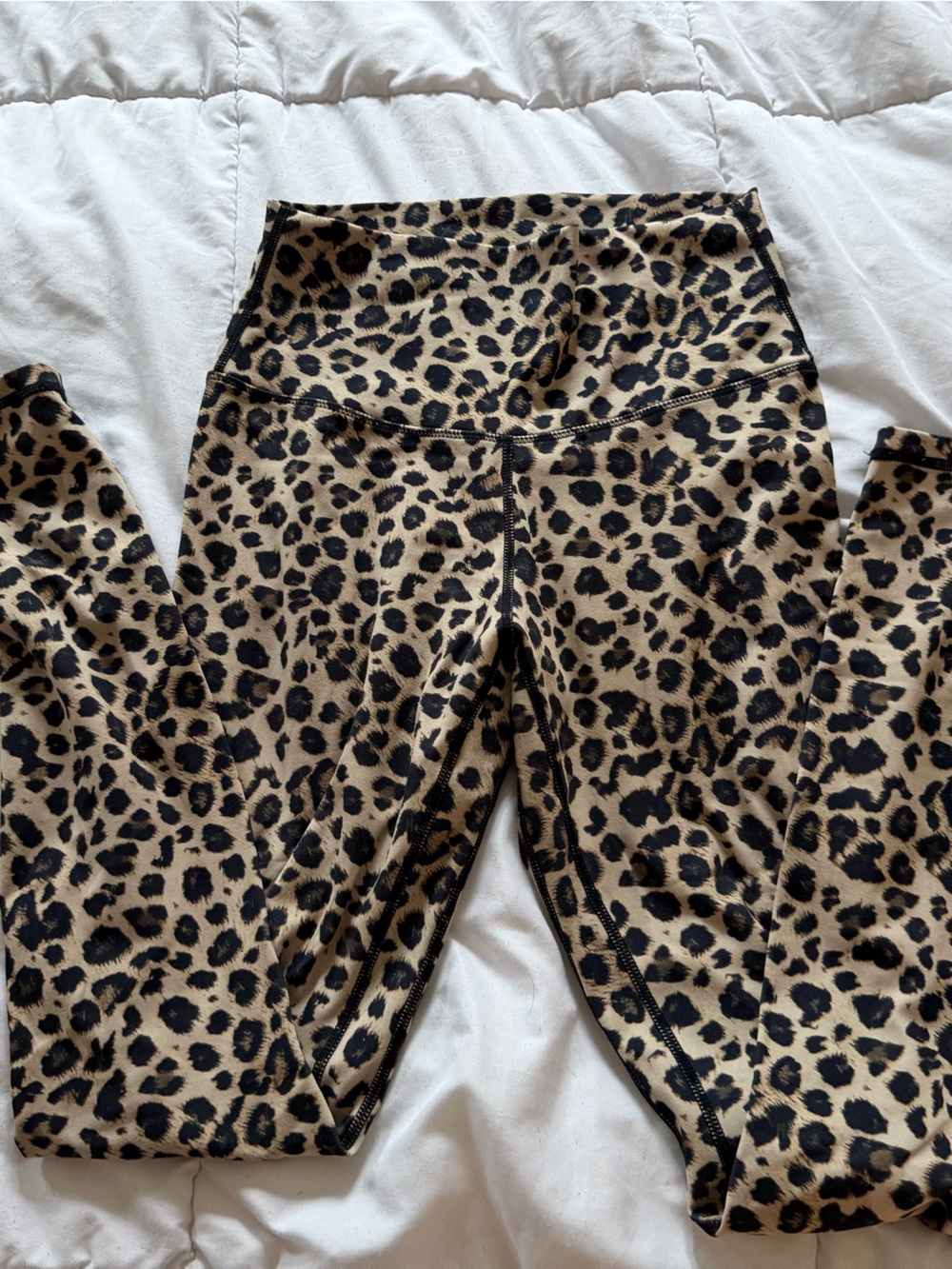 Leopard Print High-Waist Leggings - Beige and Black